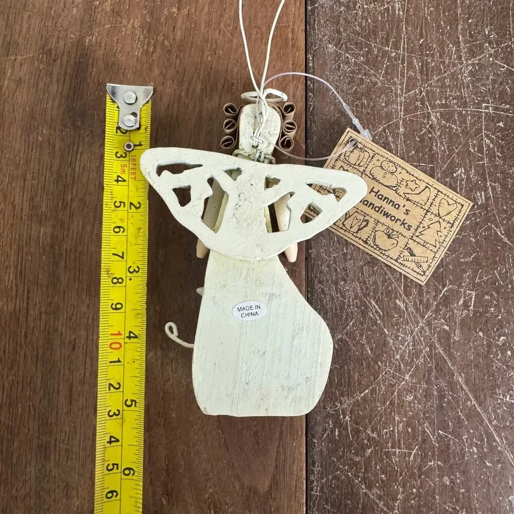 Hanna's handiworks Rustic Wood‎ and Metal Angel Ornament